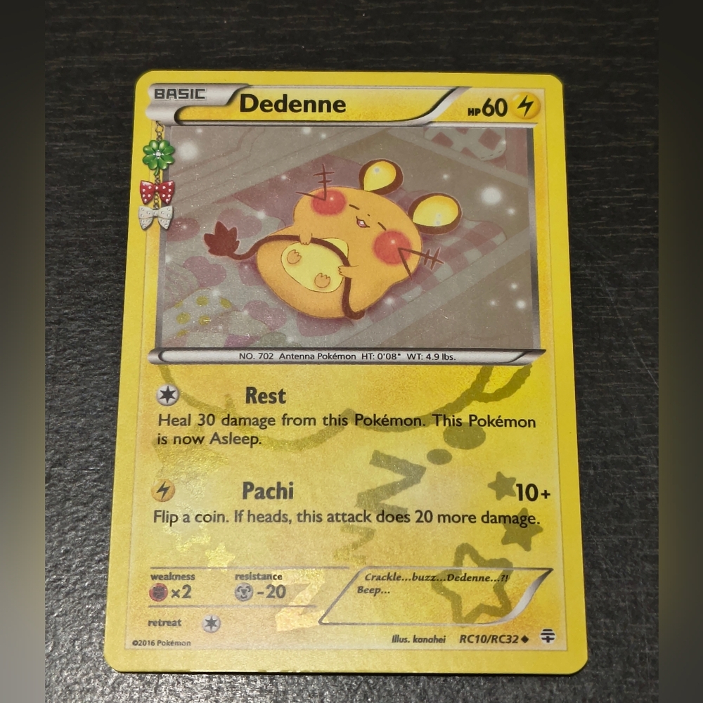Dedenne Pokémon Card With 3 Holo Trainer Cards
